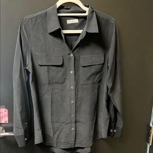 equipment silk Black Button-Up Shirt